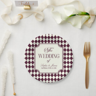 Assiettes En Carton Mariage Vintage Ivoire Vin de Luxe Ancien