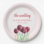 Assiettes En Carton Mariage violet Alliances roses Fleur Aquarelle Squ (Devant)