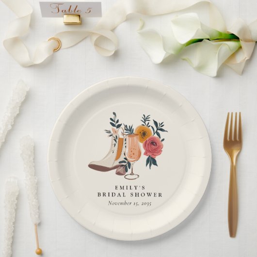 Assiettes En Carton Mariage Western Boots & Bubbly (Mariage)