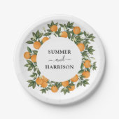 Assiettes En Carton Mariage Whimsical Botanical Citrus Orange Garden (Devant)