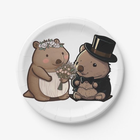 Assiettes En Carton Mariage Wombat (Devant)