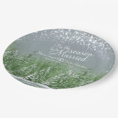 Assiettes En Carton Mariages d'hiver pins lac vert gris art (Angle)