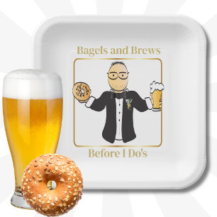 Assiettes En Carton Marié Dessin Animé Sacré Blague Bagel Réception de