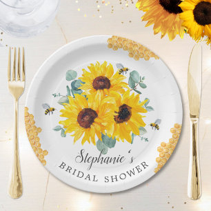 Assiettes En Carton Mariée à l'Abeille Nid d'Abeille Tournesol Enterre