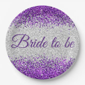 Assiettes En Carton Mariée blanche/violet argenté (Devant)