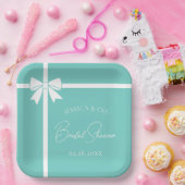 Assiettes En Carton Mariée & Co Elegant Ruban à Nœud Blanc Enterrement (Fête)