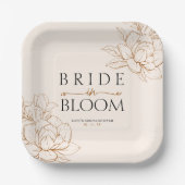 Assiettes En Carton Mariée en Fête des mariées Brown de fleurs Tan (Recto)