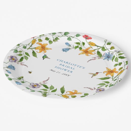 Assiettes En Carton Mariée en Fête des mariées fleurie (Angle)