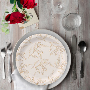 Assiettes En Carton Mariée en fleur rose et doré fleurie douche nuptia