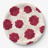 Assiettes En Carton Mariée en fleur rose et doré fleurie douche nuptia (Devant)