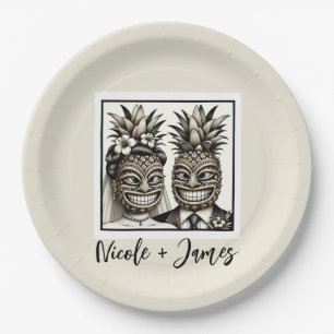 Assiettes En Carton Mariée et chambre Aloha Pineapple Tiki Mariage