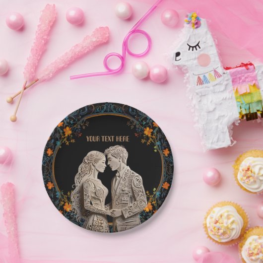 Assiettes En Carton Mariée & Marié Mariage Personnalisé (Fête)