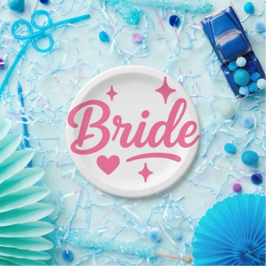 Assiettes En Carton Mariée Néon Rose (Fête)