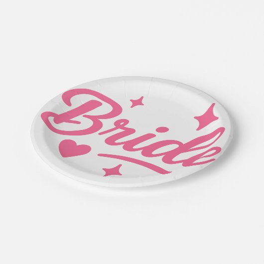 Assiettes En Carton Mariée Néon Rose (Angle)