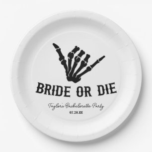 Assiettes En Carton Mariée ou mort Rockstar Skeleton Bachelorette Part
