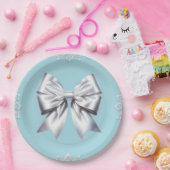 Assiettes En Carton Mariée Turquoise Robin's Egg Blue Big White Bow (Fête)