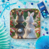 Assiettes En Carton Mariés Lapins (Fête)