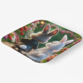 Assiettes En Carton Mariés Lapins (Angulaire)
