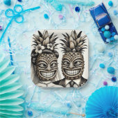 Assiettes En Carton Mariés Tête Tiki Aloha Ananas de Mariage (Fête)