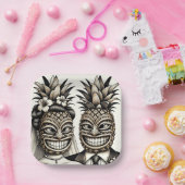 Assiettes En Carton Mariés Tête Tiki Aloha Ananas de Mariage (Fête)