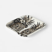 Assiettes En Carton Mariés Tête Tiki Aloha Ananas de Mariage (Angulaire)