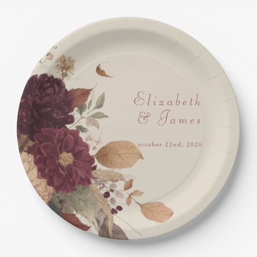 Assiettes En Carton Marigold Rustic Boho Automne Floral Mariage (Devant)