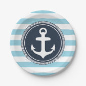 Assiettes En Carton Marine à répartition marine et bleu clair (Devant)