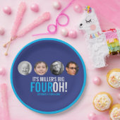 Assiettes En Carton Marine bleu ciel 40e Quatre OH! photo fête d'anniv (Fête)