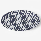 Assiettes En Carton Marine bleu et blanc Chevron (Angle)