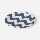 Assiettes En Carton Marine bleu et blanc moderne Chevron (Angle)