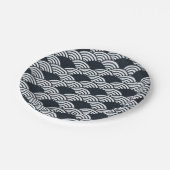 Assiettes En Carton Marine bleu et blanc Seigaiha vagues motif (Angle)