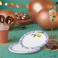 16 Assiettes En Carton Écologiques Unique - 23cm Bleu Marine - Sans Plastique
