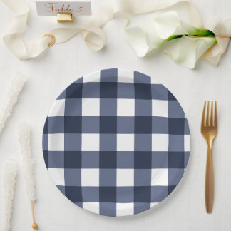 Assiettes En Carton Marine Bleu Grand Classique En vichy Vérifier Plai