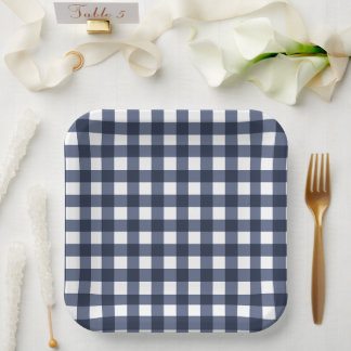 Assiettes En Carton Marine Bleu Petit Classique En vichy Vérifier Plai