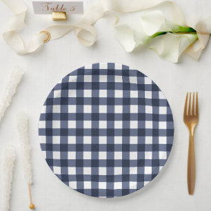 Assiettes En Carton Marine Bleu Petit Classique En vichy Vérifier Plai