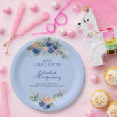 Assiettes En Carton Marine Blue Blush Rose Roses Boho Graduation (Fête)