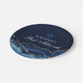 Assiettes En Carton Marine Blue Gold Agate Custom Bat mitzvah Party (Angle)