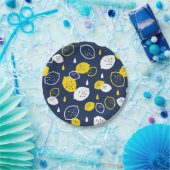 Assiettes En Carton Marine Blue Lemon Art - Refresh Citrus Design (Fête)