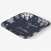 Assiettes En Carton Marine Blue Snowflakes Mariage d'hiver (Angulaire)