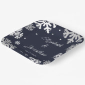 Assiettes En Carton Marine Blue Snowflakes Mariage d'hiver (Angulaire)