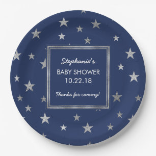Assiettes En Carton Marine + Décor de baby shower de scintillement