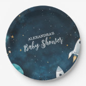 Assiettes En Carton Marine du Baby shower spatial (Devant)