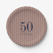 Assiettes En Carton Marine et Mocha | 50 et Fabuleux fête d'anniversai (Devant)