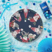 Assiettes En Carton Marine Gnomes Red Grey Aquarelle de Noël (Fête)