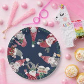 Assiettes En Carton Marine Gnomes Red Grey Aquarelle de Noël (Fête)