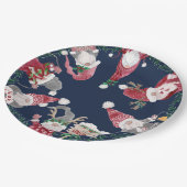 Assiettes En Carton Marine Gnomes Red Grey Aquarelle de Noël (Angle)