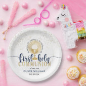 Assiettes En Carton Marine & Gold Boy Première Sainte Communion Merci (Fête)
