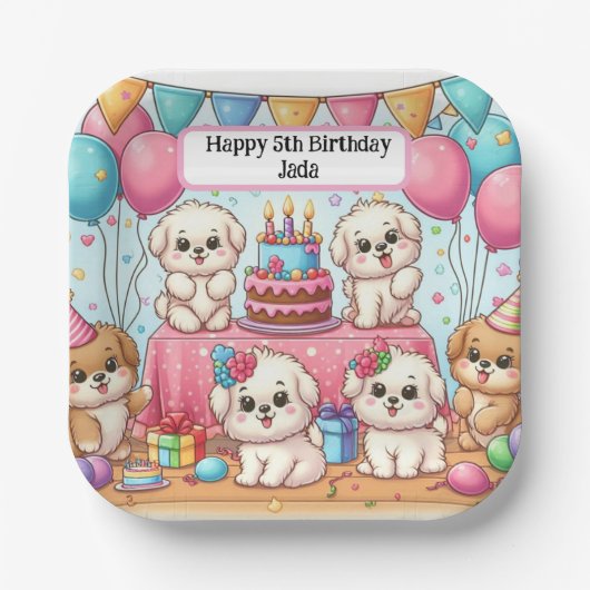 Assiettes En Carton Marionnette Fun Anniversaire Plates personnalisabl (Recto)