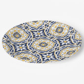 Assiettes En Carton Marocain bleu vif jaune complexe géométrique (Angle)