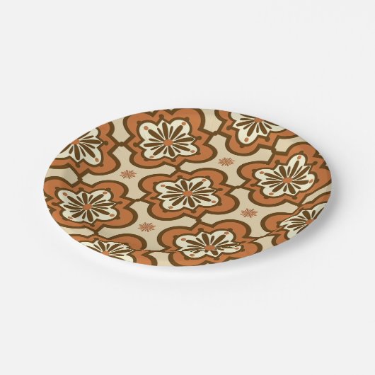 Assiettes En Carton Marocain motif en carreaux - Rust et Tan (Angle)